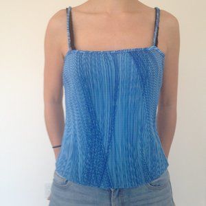 Pio Pio - Blue Accordion Pleat Design Tank Top